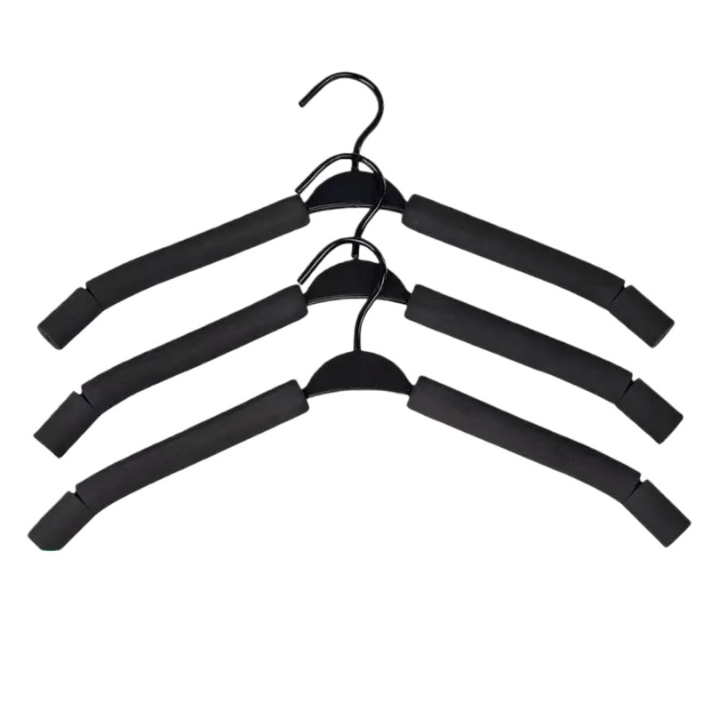 FlyNautics 10pack Clothes Hangers Non-Slip Black Steel Coated Sponge Hangers