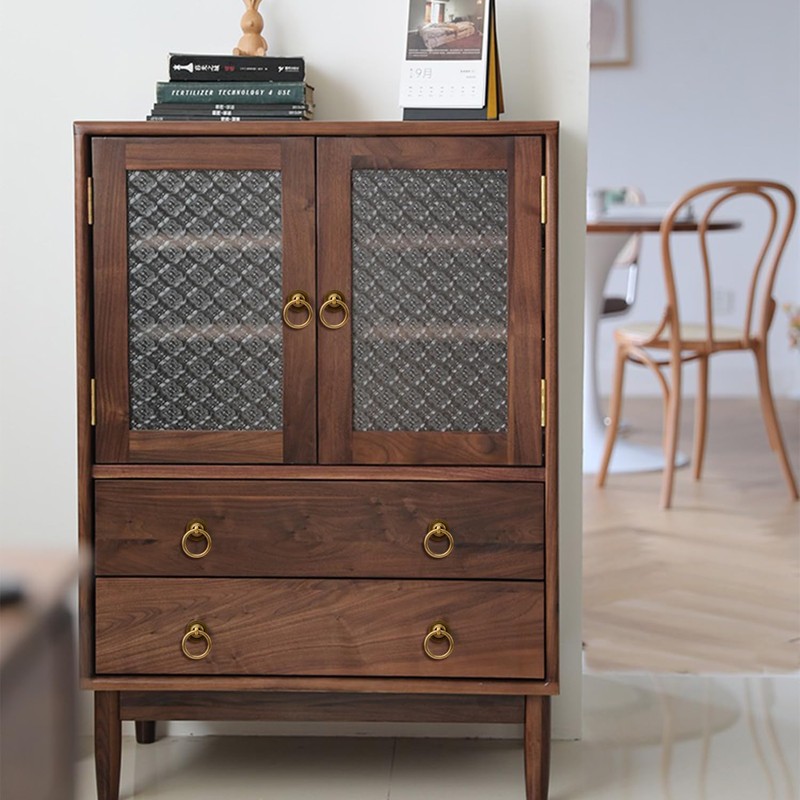 RZDEAL 8 Pack Solid Antique Brass Cabinet Pulls Ring Drawer