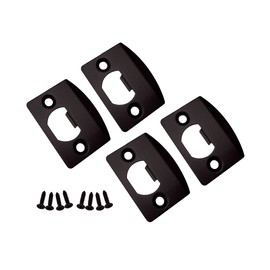 QCAA Solid Brass Latch Strike Plate L 2-1/4" x W 1-7/16", Screw Hole CTC 1-5/8", Oil Rubbed Bronze, Made in Taiwan, 4 Pack