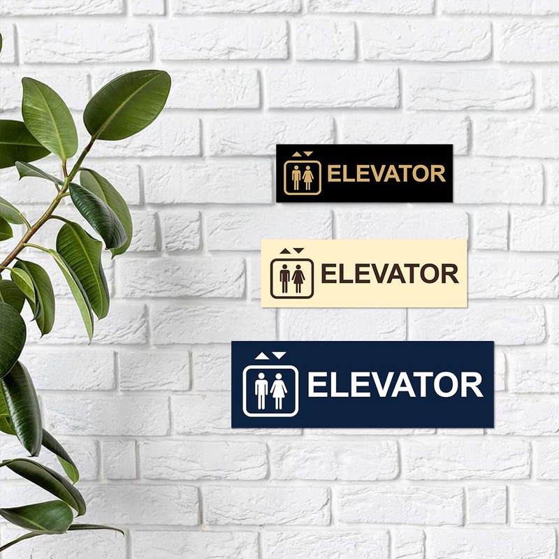 Basic Elevator Sign (Brushed Silver) - Large - (5 Pack)