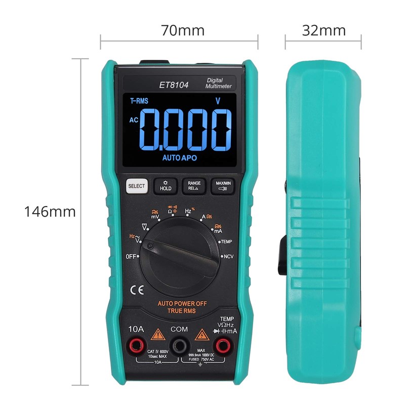 Neoteck Digital Multimeter 9999 Counts TRMS Auto Ranging NCV Tester