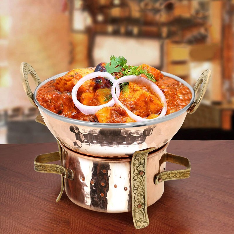 Zap Impex Original Indian 3 Piece Serving Set Karahi Angithi