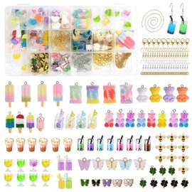 Chingcoo 245 Pieces Earrings Make Your Own Set, Bubble Tea Pendant, Make Your Own Chains, Friendship Bracelets, Jewellery Making Set, for Bracelets, Necklaces and Crafts