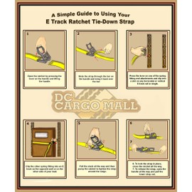 2 E Track Ratchet Straps, 2" x 16' Durable Ratcheting Cargo Strap TieDowns | Heavy Duty Polyester Webbing & E-Track Spring Fittings | Secure Loads, Motorcycles, Pickup, Trailer, Truck Loads