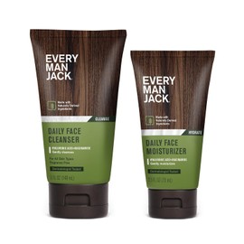 Every Man Jack Daily Face Wash and Moisturizer Bundle - Moisturizing skincare routine with hyaluronic acid, niacinamide and aloe / 에브리 맨 잭 데일리 페이스 워시 및 모이스처라이저 번들 - 히알루론산 나이아신아마이드 알로에가 함유된 보습 스킨케어 루틴