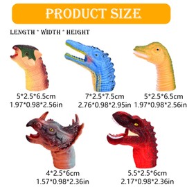 5 Pcs Finger Puppets, Finger Puppets for Toddlers, Puppets for Children, Finger Dinosaur, Character Finger Puppets Gift for Kids, Dinosaur Puppets Rubber Set for Story Time and Bath Toys