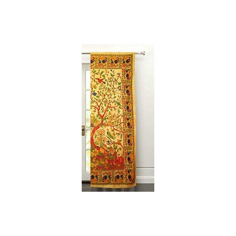 GDONLINE Tree of Life Mandala Curtain Room Door Cotton Wall