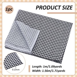 FINGERINSPIRE 1.09 Yards Black White Tartan Cotton Fabric 61 inch Wide Tartan Sewing Fabric Checkered Plaid Fabric Rectangle Cotton Fabric with Tartan Pattern Clothes Craft Fabric by The Yard