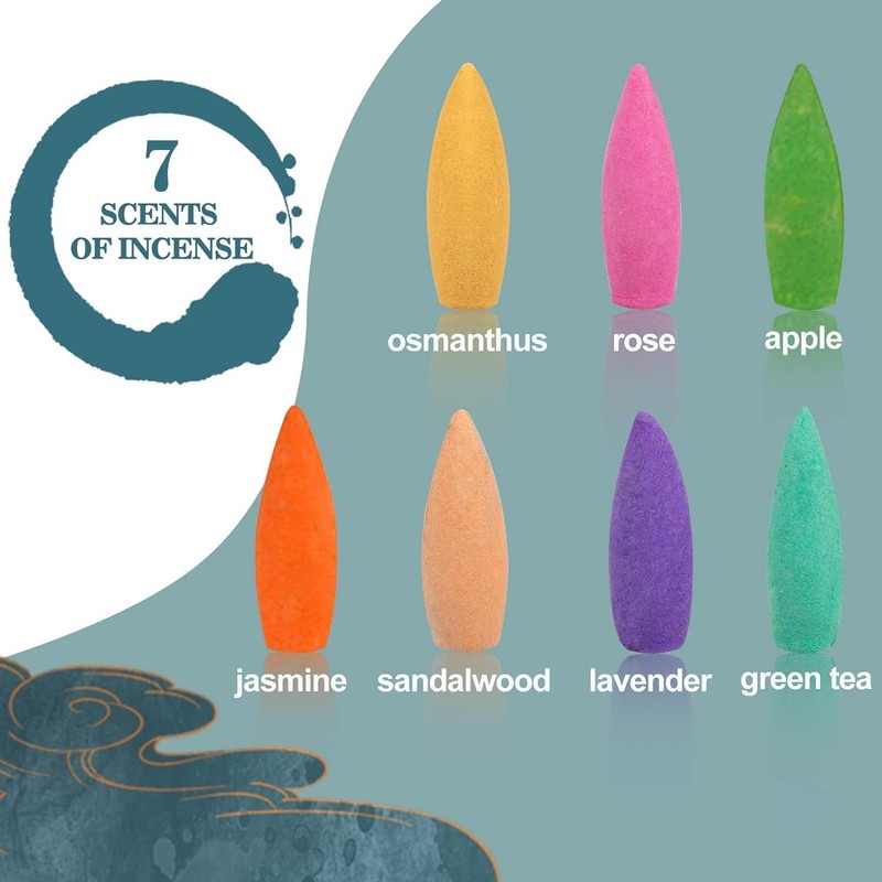 Textiluxe Moon Backflow Incense Burner, Waterfall Incense Burner, with 100