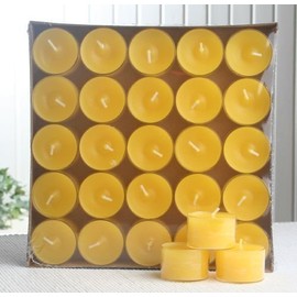 CandleCorner 25 Tea Lights Night Lights Transparent Case 7-8 Hours Lemon Yellow