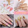 5 Boxes Gold Nail Charms and Gems Kit, 3D Flower
