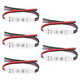 XMSJSIY Mini Led RGB Controller 3 Keys Led Strip Light Brightness Dimmer Controller Switch with Memory Function for DC 5V 12V 24V Multi-Color Led Strip - 5 PCS
