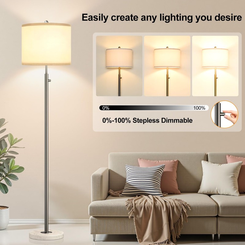 【Upgraded】 Dimmable Floor Lamp for Living Room, 11W LED Bulb