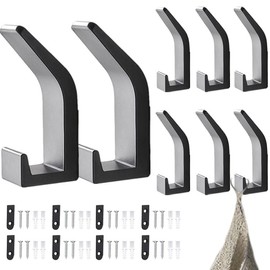 Qivine Coat Hook Wall Mount, Backpack Black Wall Coat Racks, Space Aluminium Heavy Duty Key Hooks for Wall with Double Hooks Waterproof for Jackets, Towels, or Backpacks