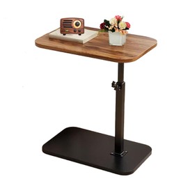 C End Table Adjustable Height,C Shaped Side Tables Living Room and Bedroom for Sofa, Chair,Bed,Coffee Small Spaces Side Table (Walnut Brown)