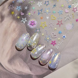 Y2K Hip Heart Star Luxury Hand Painted Nail Sticker, 1 Piece, Single / Y2K 힙 하트 별 고급 손그림 네일스티커, 1개, 단일