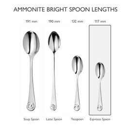 Robert Welch Ammonite Bright Cutlery Coffee/Espresso Spoon, Set of 8. Made from Stainless Steel. Dishwasher Safe.