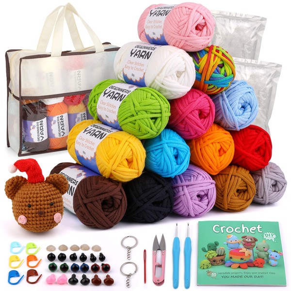 15 Pack Beginner Yarn, Yarn for Crocheting, Easy Yarn, Crochet
