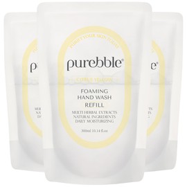 PUREBBLE Foaming Hand Wash, Citrus Yellow, 10.14fl.oz (Refill, Pack of 3) | with Hyaluronic Acid, Lemon Scent | For Kitchen and Bathroom | Cruelty Free Sulfate Free