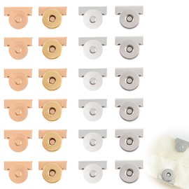 12 Pair Snap Buttons Metal Seamless Magnetic Buckle Clasp, No-Sewing Clip Closures, Magnetic Purse Closure, Suitable for Bags, Clothing, Crafts, DIY Accessories