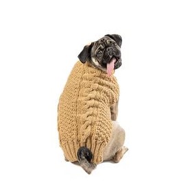 Chilly Dog Alpaca Camel Cableknit Dog Sweater (Small)