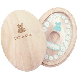 CHURACY Bear Tooth Case, Premium Paulownia Case, For Girls, Boys, Baby Teeth, Comes with Inner Lid to Prevent Falling