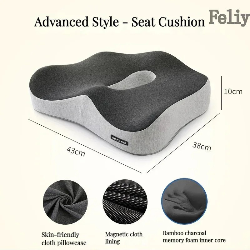 Memory Foam Seat Cushion and Lumbar Support Pillow for Office