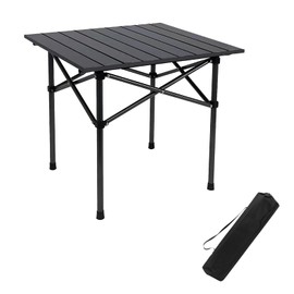 Xajsdlxs Folding Camping Table, Portable Beach Table,with Portable Bag，Suitable for Indoor, Outdoor, Camping, Backyard, Party, Patio, The Camping Table at The Beach (Black, 21" D x20 W x19 H)