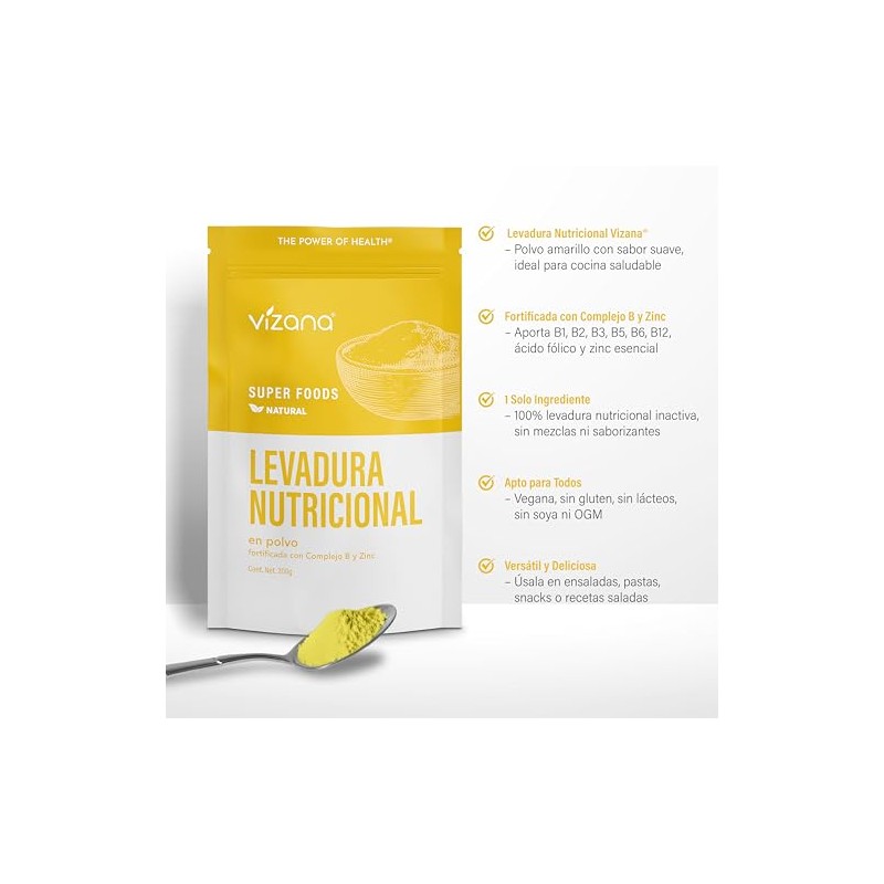 VIZANA NUTRITION | Levadura Nutricional Fortificada(Complejo B) en Polvo 200g