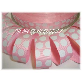 7/8 PINK WHITE PRINCESS CLASSIC JUMBO DOTS EASTER GROSGRAIN RIBBON 4 HAIRBOW BOW