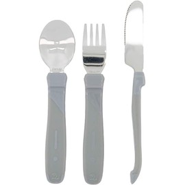 Twistshake Juego de Cubiertos de Aprendizaje Tenedor, Cuchillo y Cuchara de Acero Inoxidable Cubiertos Entrenadores para Niños a Partir de 12 Meses Vajilla Infantil Soft Touch y Libre de BPA