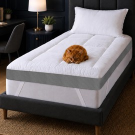 HYPREST 4 Inch Twin XL Mattress Topper Cotton,Shredded Memory Foam Fill