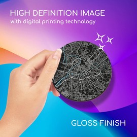 1 x Round Coaster - Manchester Urban Street Map Cork Backed MDF Glossy Tea Coffee Accessory #3447