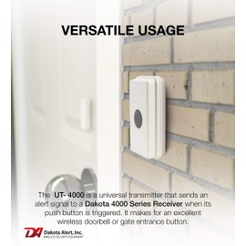 Dakota Alert UT-4000, Universal Transmitter for Wireless Home Security & Doorbell-1 Mile Long Range, Compatible with 4000 Series Receiver, Driveway Alarms Wireless, Mailbox Alert, Weatherproof Sensor