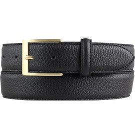 BELTINGER Italian Suit Belt 35mm Wide Mens Suit Belt Trouser Belt Textured Leather Buckle Gold, Black, Gold