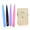 Professional 4-Piece Eyebrow Tweezers Set - Precision Hair Removal Tools