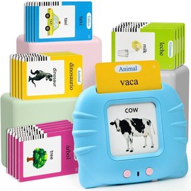 Bilingual English & Spanish Talking Flash CardsToy for Kidswith 224 Sight Words -EducationalLanguage educationallanguage learning toy Cards early childhood education boy girlskids gift Animal Cow:_blue