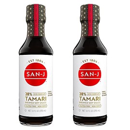 San-J Gluten Free Tamari Soy Sauce, Reduced Sodium | Vegan, Kosher, Non GMO, FODMAP Friendly | Made with 100% Soy | Full Flavored Low Sodium Soy Sauce | 10 Fl Oz (Pack of 2) - PACK OF 2