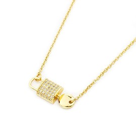 QIAMNI Key Lock Stainless Steel Silver Gold Pendant Necklace for Women Men Premium Clavicle Chain Charm Personality Gift