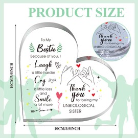 Queekay To My Bestie Gifts, Acrylic Plaque Birthday Gifts for Women, Friendship Acrylic Table Centerpiece Heart Shaped Women Friend Gifts with Sayings Message for Women (Brief, 3.94 x 3.94 x 0.39 In)