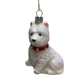 Pinnacle Peak Trading Company Westie West Highland Terrier with Jeweled Collar Polish Glass Christmas Ornament