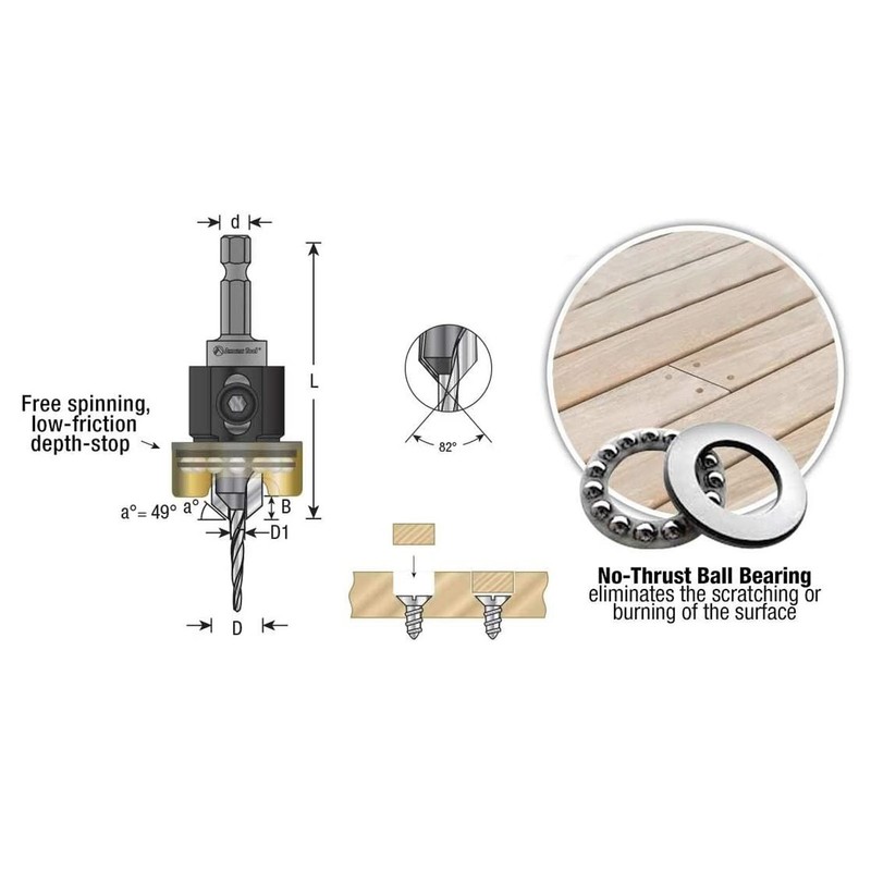 Countersink Drill Bit Carbon Steel 5 Flute Working Depth Adjustable