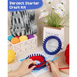 Aeelike 2 Pcs Round Knitting Looms Set, 36 Pegs Knitting Loom Simple for Beginner, 24 cm Diameter Plastic Loom Knitting, Small Round Loom Knitting Set for Home DIY, Teaching, Learning