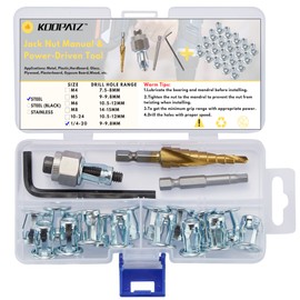 1/4-20 Jack Nut with Installation Tool Threaded Insert Petal Nuts Nutserts Jacknut Srew Anchor Spider Rivnut Blind for Plastic Polywood Pressboard Hardboard