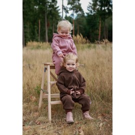 SOANZA Walkoverall Wollwalk Baby Jumpsuit - Made of Virgin Wool Fully Lined with Zip and Hood Autumn Winter Suit Baby Toddler, Mid-Grey, 86 - 92