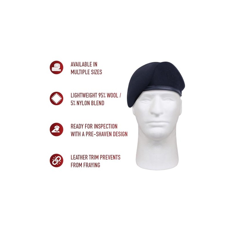 Rothco GI Type Inspection Ready Beret, Midnight Navy Blue, 7.25