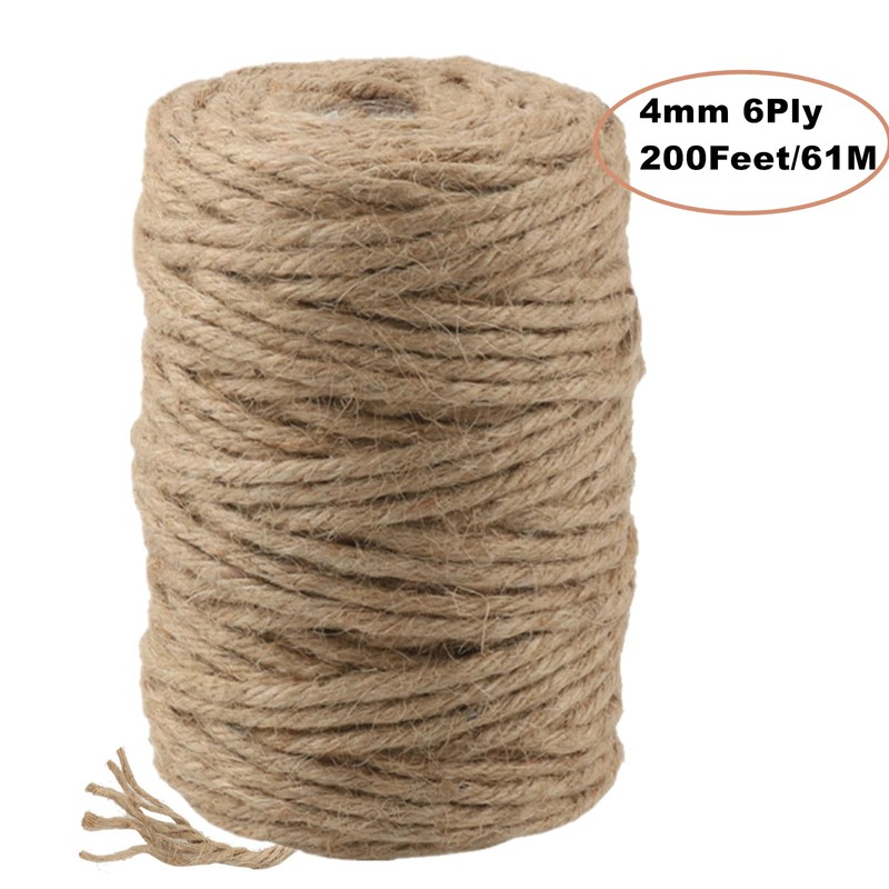 FanLyDao 200Feet 4mm Twine String Jute Rope for Crafts/Gift Packing/Garden