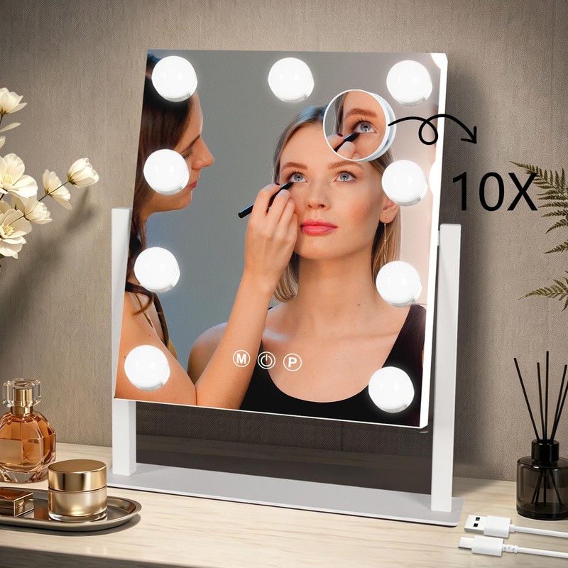 Ratsamee Rechargeable Vanity Mirror, 8000mAh 13"×15" Makeup Mirror