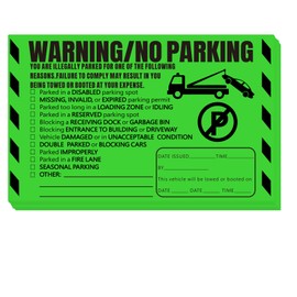 Parking Violation Stickers Hard to Remove, Joyfulmap 100Pcs Super Stick No Parking Stickers for Cars and Trucks, Final Notice Tow Warnings, No Parking Stickers, 20.32x12.7cm/8x5 in, Green