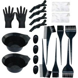 20 Piezas Kit Herramientas de Tinte para Coloración Cabello, con Cepillo de Tinte para Cabello, Tazón de Teñir, Pinzas para Cabello, Guante y Oído Cubre, para Salón Bricolaje, Kit de Pelo Tinte